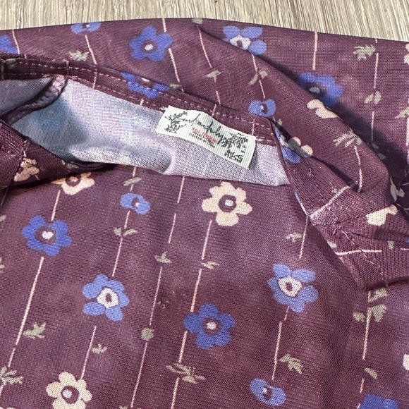 FP Free People Floral Purple and Blue Sheer Long Sleeve Size Small 🦄 - Picture 3 of 7